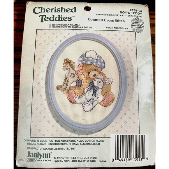 Janlynn Precious Boy's Teddy Rocking Horse and Rabbit Counted Cross Stitch Kit - Picture 1 of 5